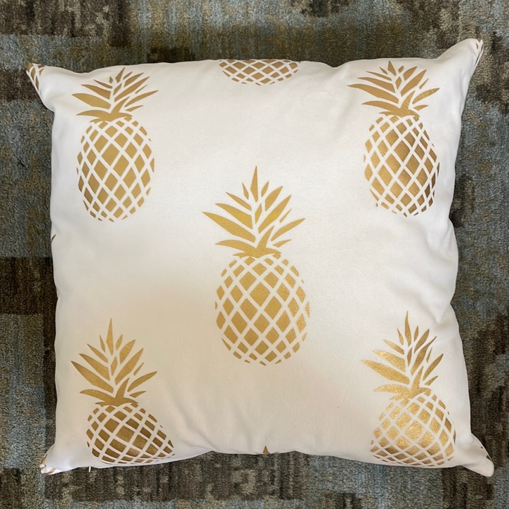 Gold and White Pineapple Pillow